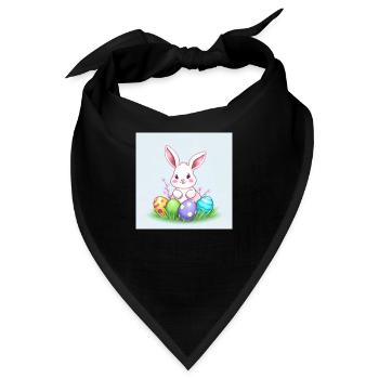 Osterhase und bunte Freude - Bandana - Schwarz - Vorne