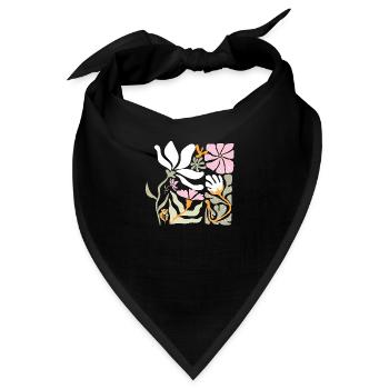 Groovige Retro-Blumen in Rosa und Pastell - Bandana - Schwarz - Vorne