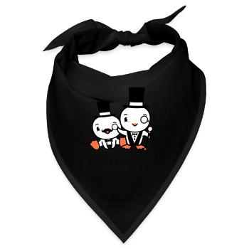 2 Vögel reich wohlhabend Zwei Herren Zylinder Hut - Bandana - Schwarz - Vorne