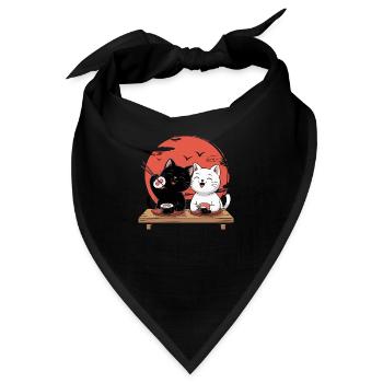 Sushi Katzen – Niedliches Japanisches Katzen-Desig - Bandana - Schwarz - Vorne