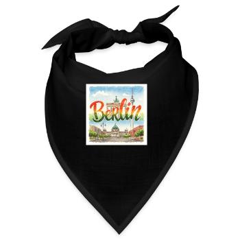Berlin Aquarell - Bandana - Schwarz - Vorne