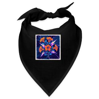Blumen - Bandana - Schwarz - Vorne
