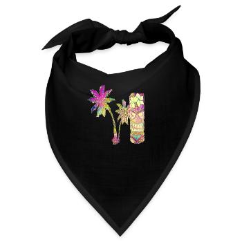 Lustige Tiki Statue am Strand - Bandana - Schwarz - Vorne