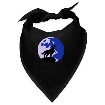 Wolf und Vollmond - Bandana - Schwarz - Vorne