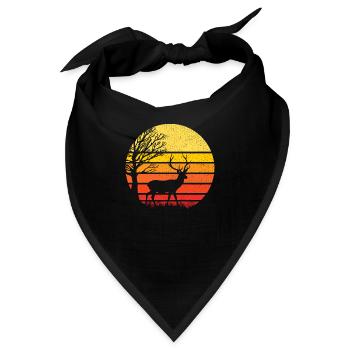 Hirsch und Sonnenuntergang - Natur - Bandana - Schwarz - Vorne