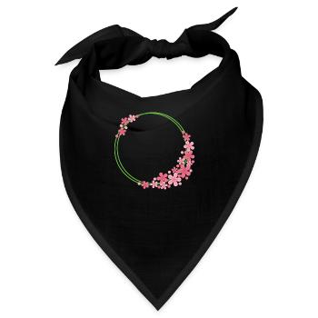Blumen Rahmen Rund - Bandana - Schwarz - Vorne