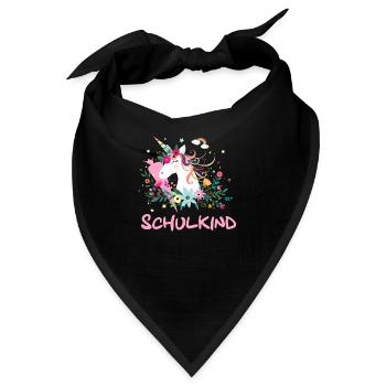 Schulkind Geschenk Einhorn mit Schultüte - Bandana - Schwarz - Vorne