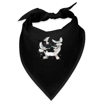 tauben,taube,vögel,vogelschwarm,weiss ,graffiti - Bandana - Schwarz - Vorne