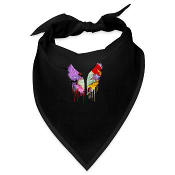 angelwings,flügel,aquarell,bunt,engelsflügel - Bandana - Schwarz - Vorne