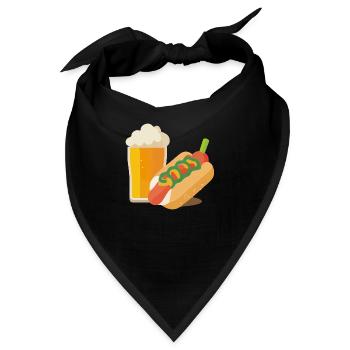Bier und Hot Dog - Bandana - Schwarz - Vorne