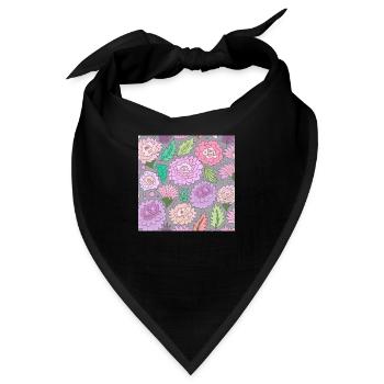 Blumenmuster Blumen - Bandana - Schwarz - Vorne