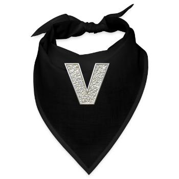 V, letter, initial, monogram, - Bandana - Schwarz - Vorne