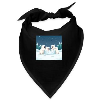 Spielende Eisbären bauen ein Iglu - Winter cartoon - Bandana - Schwarz - Vorne