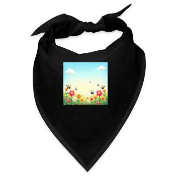 Frühlingsbunte Insektenparade – Blütenmeer Sonne - Bandana - Schwarz - Vorne