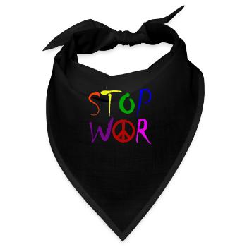 STOP WAR mit Peace Zeichen Peace Symbol – NO WAR - Bandana - Schwarz - Vorne