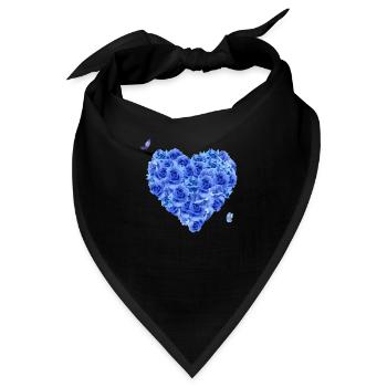 Blaues Blumenherz - Bandana - Schwarz - Vorne