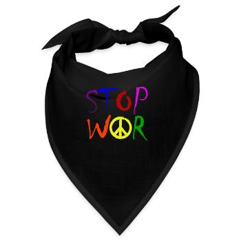 STOP WAR mit Peace Zeichen Peace Symbol – NO WAR - Bandana - Schwarz - Vorne