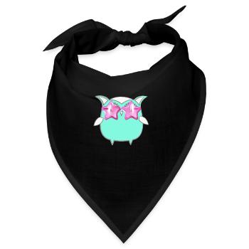 Eule, Comic,mint,Sonnenbrllle, sterne,sommer - Bandana - Schwarz - Vorne