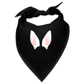 Weiße Hasenohren Hasenlöffel - Bandana - Schwarz - Vorne