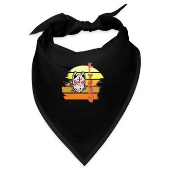 Japanische Tengu Hannya Kitsune Maske - Bandana - Schwarz - Vorne