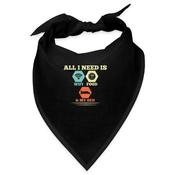 Alles Was Ich Brauche Ist WLAN, Essen Und Mein - Bandana - Schwarz - Vorne