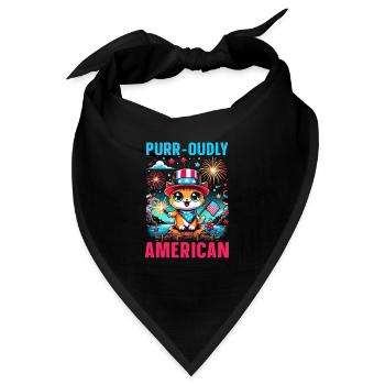 4. Juli-katze Patriotisch, 4. Juli, Usa-flagge. - Bandana - Schwarz - Vorne