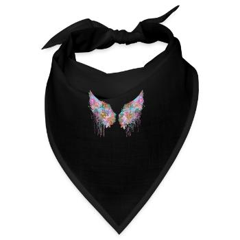 angelwings,flügel,bunt,engelsflügel,blumen - Bandana - Schwarz - Vorne