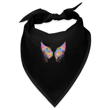 angelwings,flügel,bunt,engelsflügel,blumen - Bandana - Schwarz - Vorne