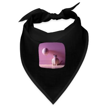 Rosa Katze mit einem Ballon - Bandana - Schwarz - Vorne
