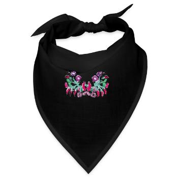 ungarische blumen,Ranke,floral,pink,Blumen - Bandana - Schwarz - Vorne