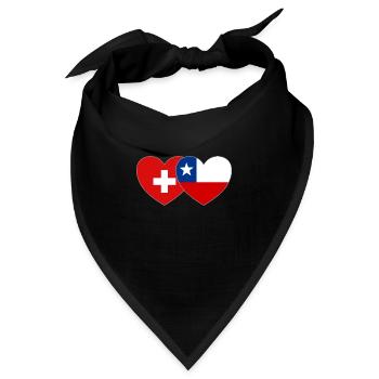 Schweiz Chile Flagge Herz - Bandana - Schwarz - Vorne