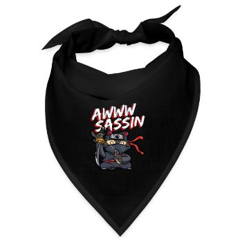 Cool Awwwsassin Samurai Katze Lustige Ninja Katze - Bandana - Schwarz - Vorne