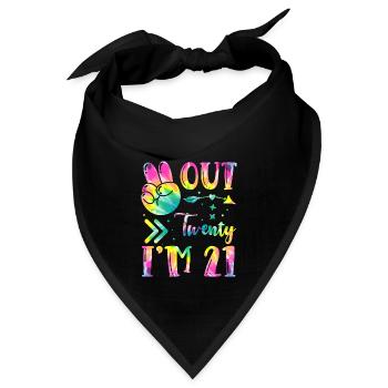 Peace Out Twenty I'm 21 | Tie Dye Themed - Bandana - Schwarz - Vorne