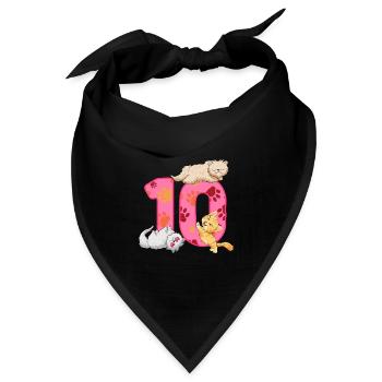 10. Geburtstag Kätzchen | Katze Geburtstag Shirt - Bandana - Schwarz - Vorne