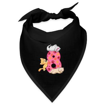 8. Geburtstag Kätzchen | Katze Geburtstag Shirt | - Bandana - Schwarz - Vorne