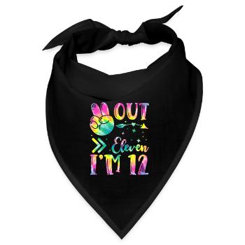 Peace Out Eleven I'm 12 | Tie Dye Themed - Bandana - Schwarz - Vorne