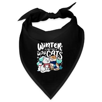 Der Winter Ist Besser Mit Katzen Herbstsaison - Bandana - Schwarz - Vorne