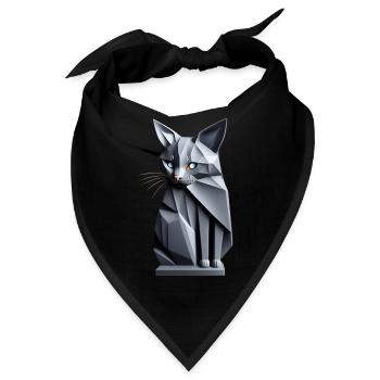 Graue Origamikatze, futuristisch von vorne - Bandana - Schwarz - Vorne