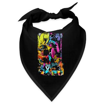 Graffiti-Stil Splash Hip Hop Farben Maler Farbe - Bandana - Schwarz - Vorne
