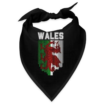 Flagge von Wales, walisischer Stolz - Bandana - Schwarz - Vorne