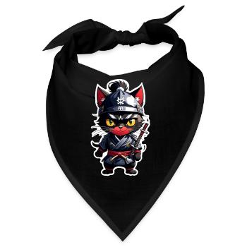 Ninja Katze - Samurai Kätzchen - Bandana - Schwarz - Vorne