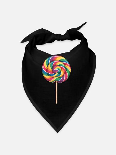 Coloré Rainbow Lollipop Spiral Look - Bandana - noir - Devant