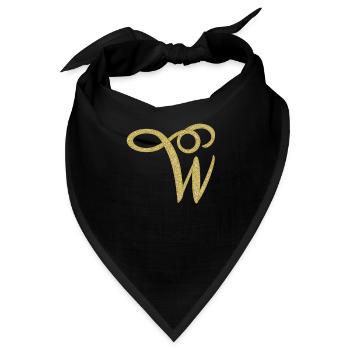 Alphabet W - gold, letter, alphabet, monogram - Bandana - Schwarz - Vorne