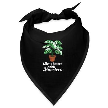 Life is better with Monstera - Bandana - Schwarz - Vorne