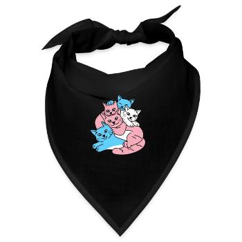 Katzen Haufen Transgender Flagge Trans LGBTQ Katze - Bandana - Schwarz - Vorne