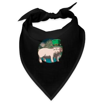 Glücksschwein Silvester Neujahr - Bandana - Schwarz - Vorne