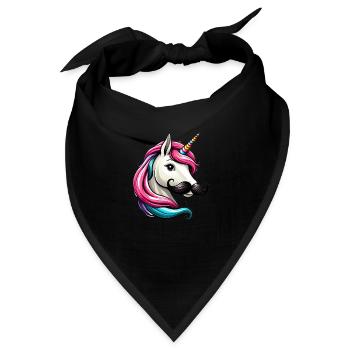 Einhorn mit Schnurrbart - Bandana - Schwarz - Vorne