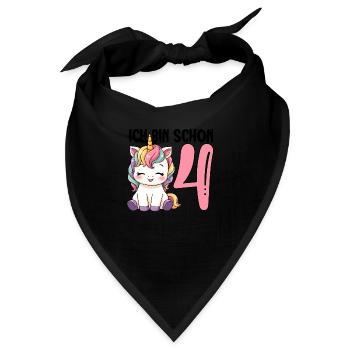 Ich bin schon Vier Einhorn 4. Geburtstag - Bandana - Schwarz - Vorne