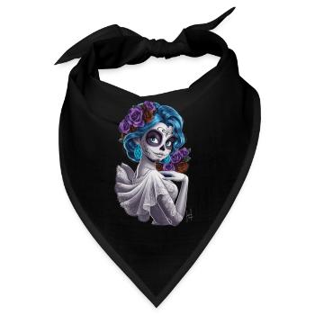 De Los Muertos mit einer Frau und Blumen für - Bandana - Schwarz - Vorne