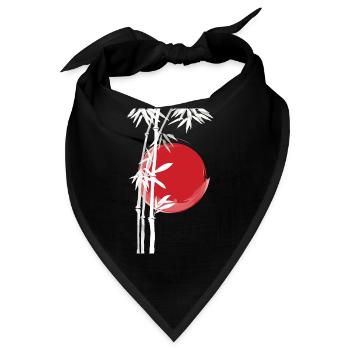 Japan Asien Bambus Sonne Kanji einfach Natur - Bandana - Schwarz - Vorne